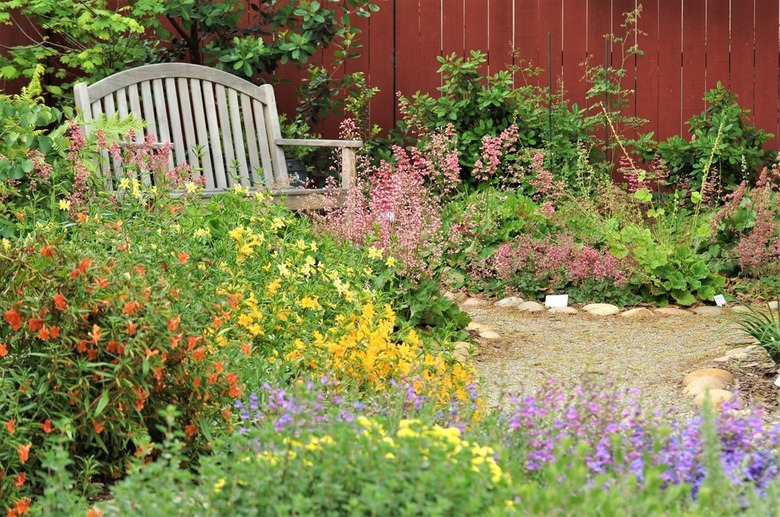 native garden and bench