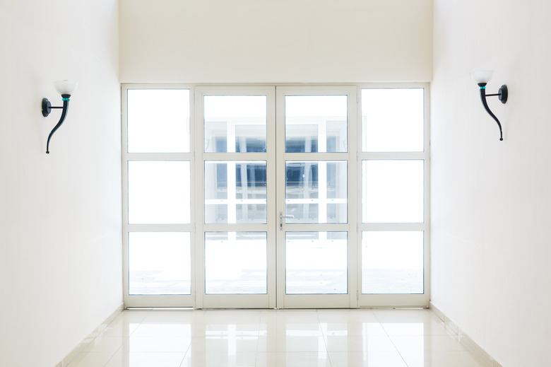 empty closed door, white glass door