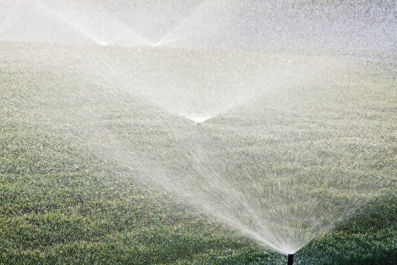 Sprinklers on Lawn