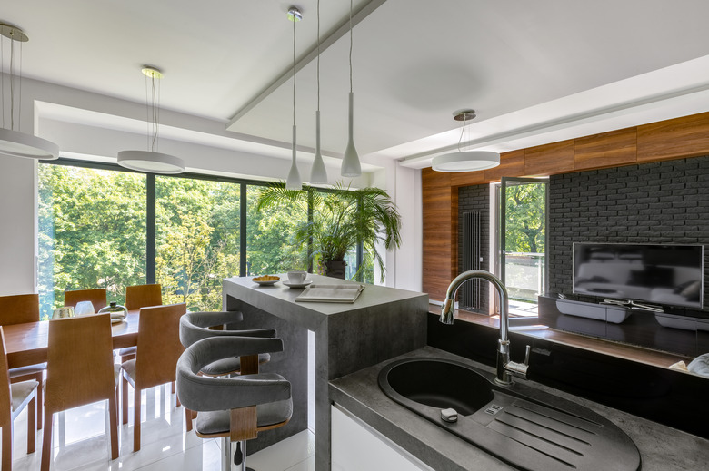 Elegant kitchen with gray countertops