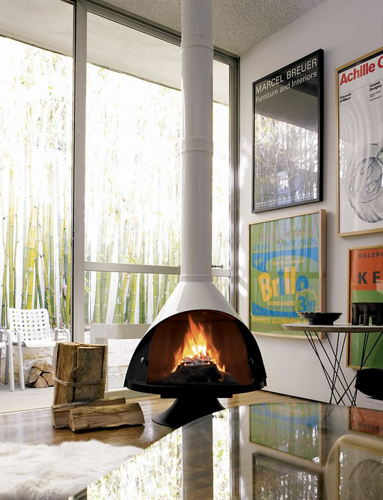 white midcentury Malm fireplace