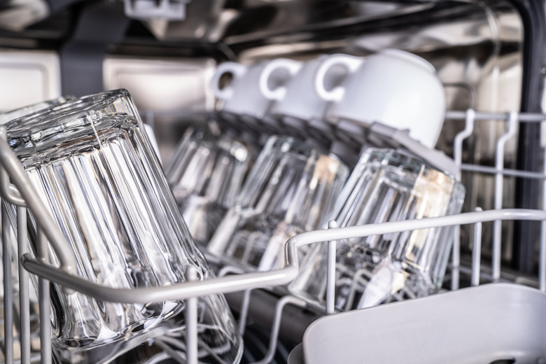 Glasses in dishwasher.