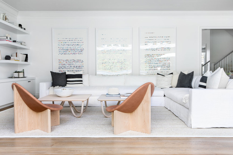 living room in minimal style with white couch