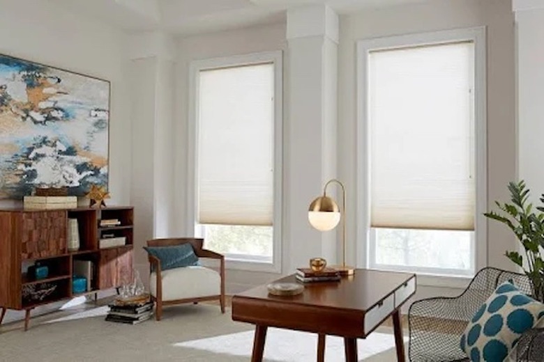 Cellular shades in a living room