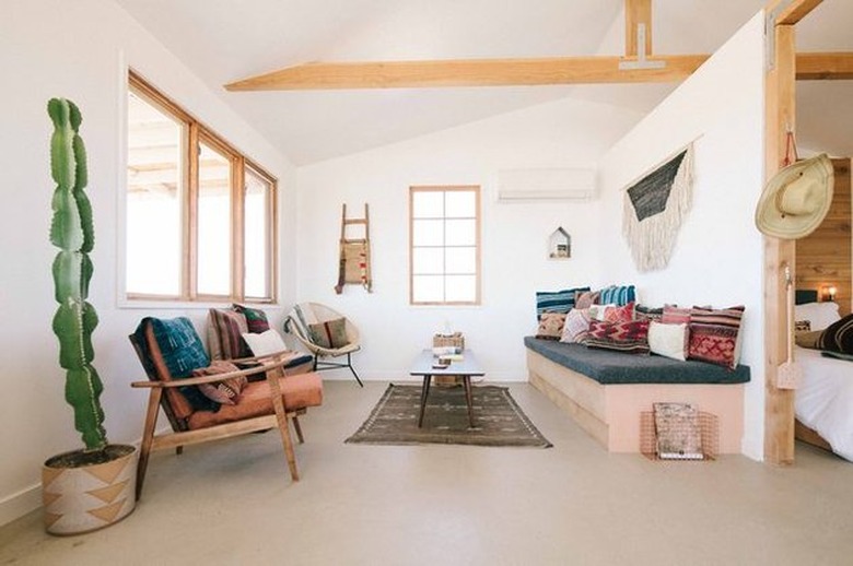 living room with cactus and white walls