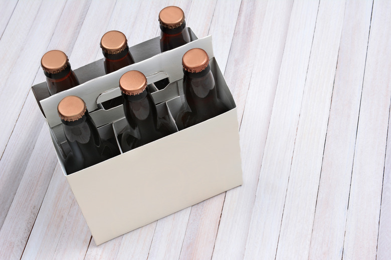 Blank Six Pack on Wood Table