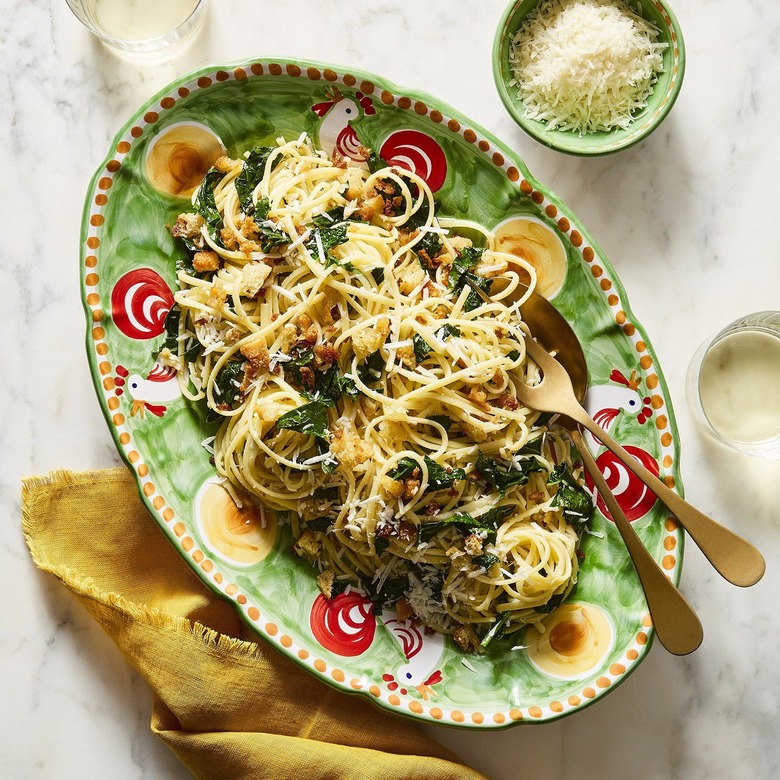 pasta on hand-painted serving platter