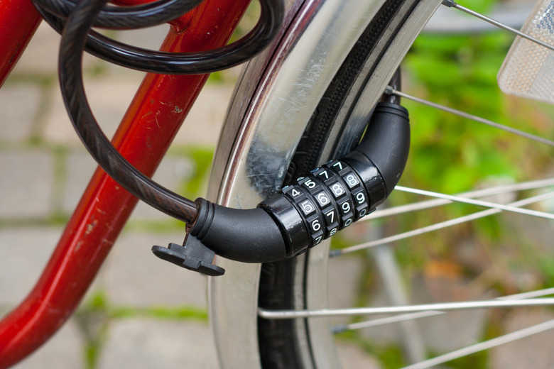 Black bike lock with combination number lock