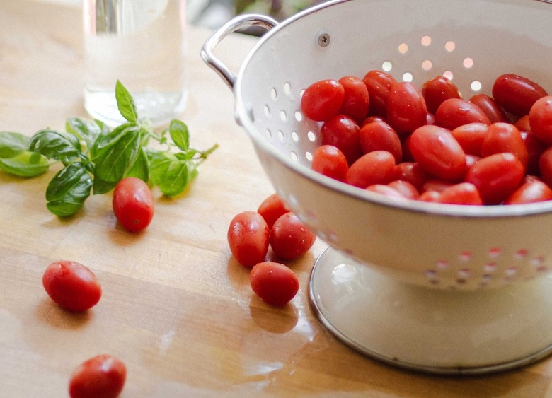 grape tomatoes in collander