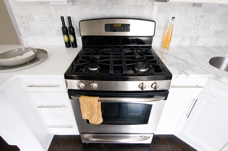 Contemporary steel oven in kitchen