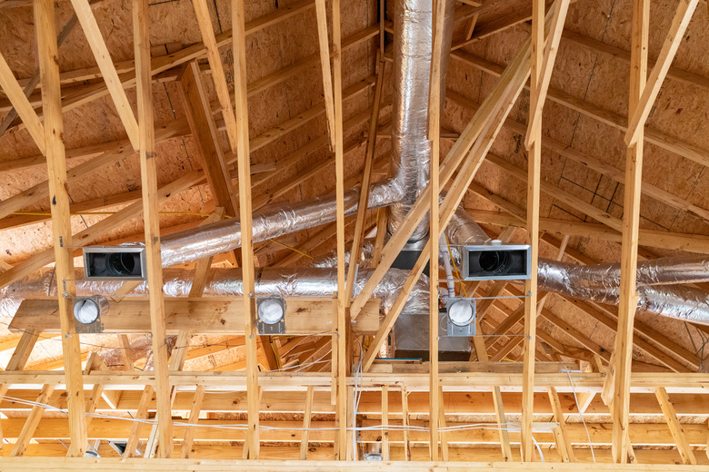 New Air conditioner ductwork in home being built