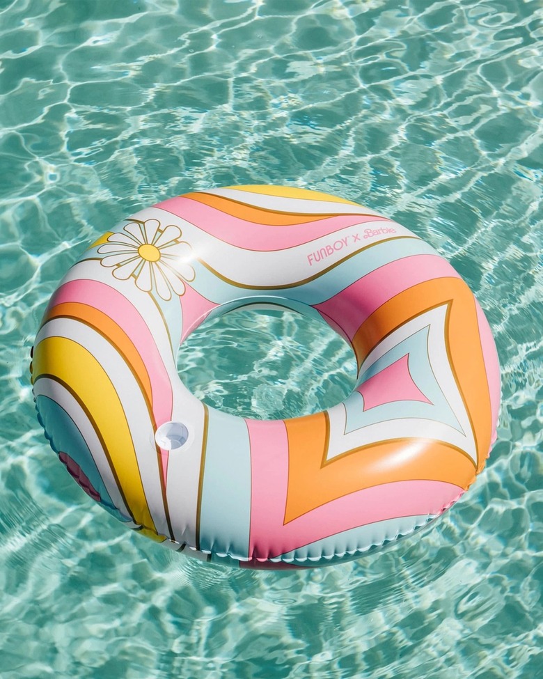 A colorful pool float in a swimming pool