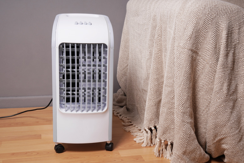 portable air cooler and humidifier in living room