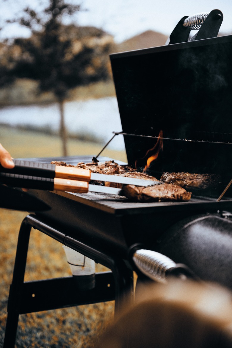 Meat on a grill.