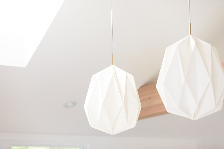 Hanging fabric white pendant lights