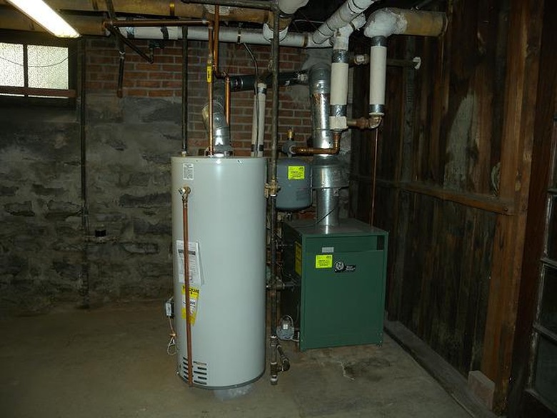 Water heater in the basement.