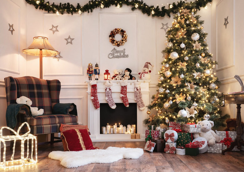 Empty bright christmas room