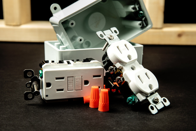 a standard 15 amp duplex outlet and a ground fault circuit interrupters (GFCI or GFI) outlet