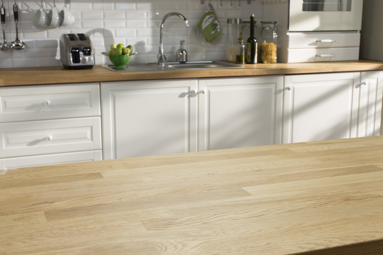 Wooden table in the kitchen