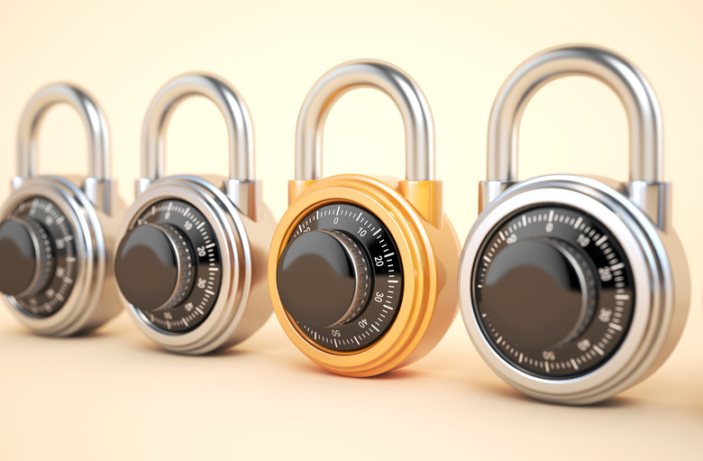 Orange combination lock with silver padlocks