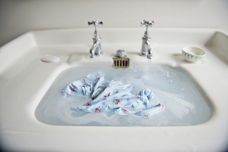 Laundry in a bathroom sink