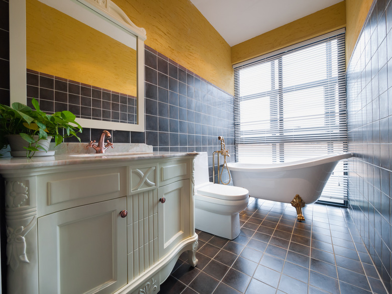 Modern bathroom with ceramic tile.