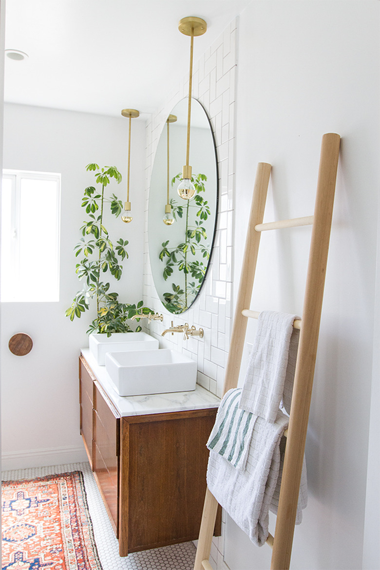 towel ladder in bathroom