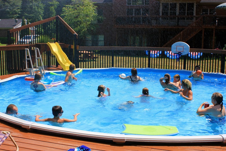 Swimmers at a pool party.