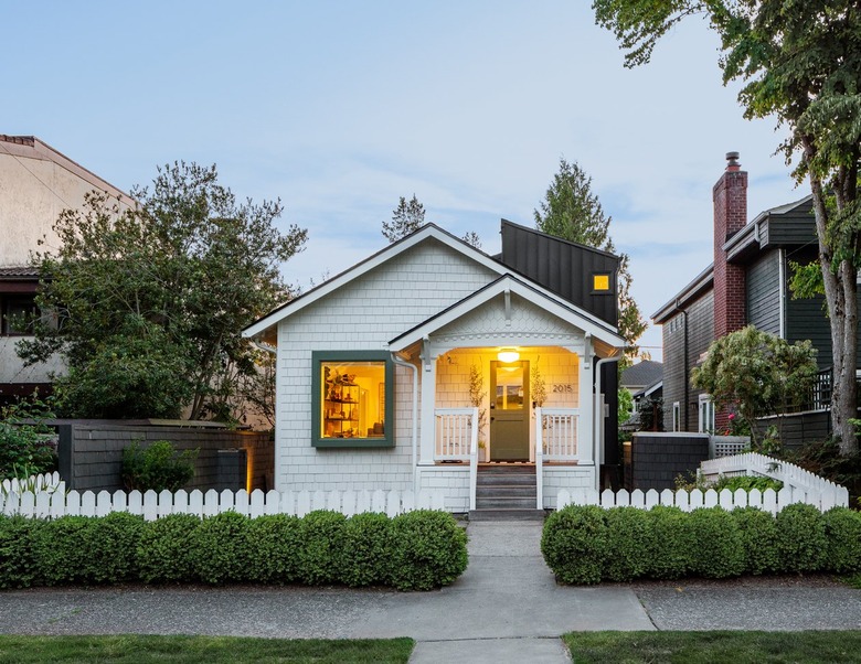 exterior of a white bungalow house