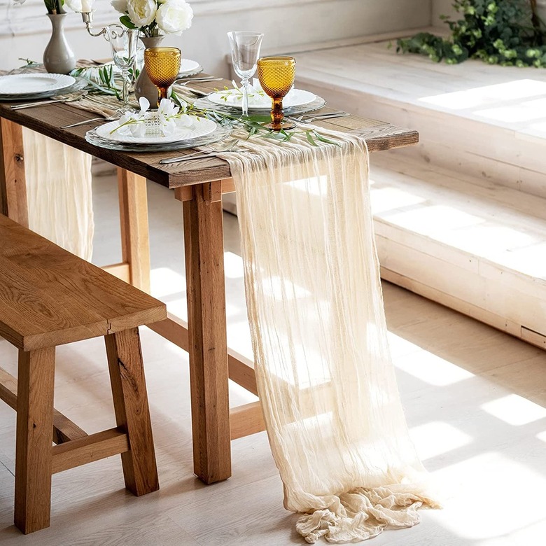 decorated neutral table with amber glassware