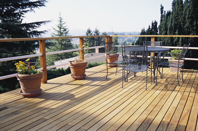 Metal Table and Chairs on Deck