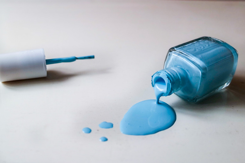 Blue nail polish spill