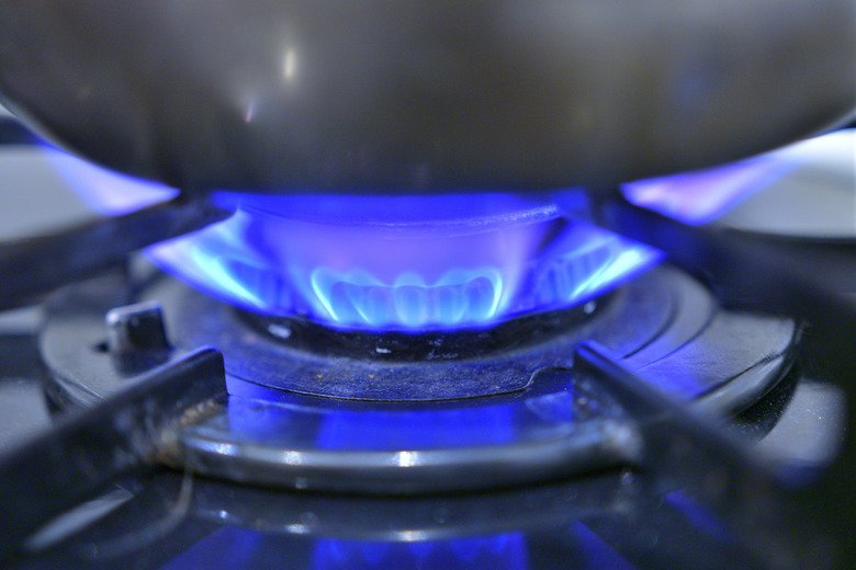 Kitchen gas stove flame.