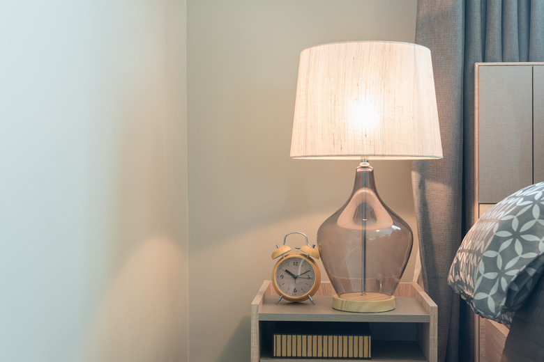 classic lamp on wooden table side