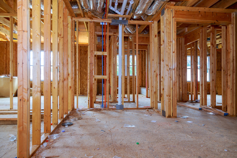 Interior framing of a new house under construction