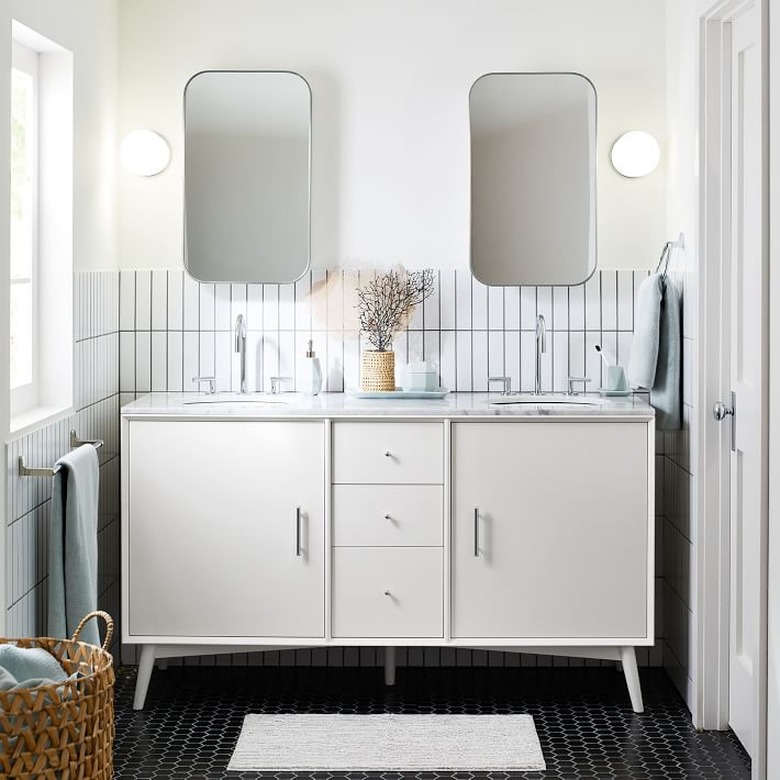 mid-century modern double bathroom vanity