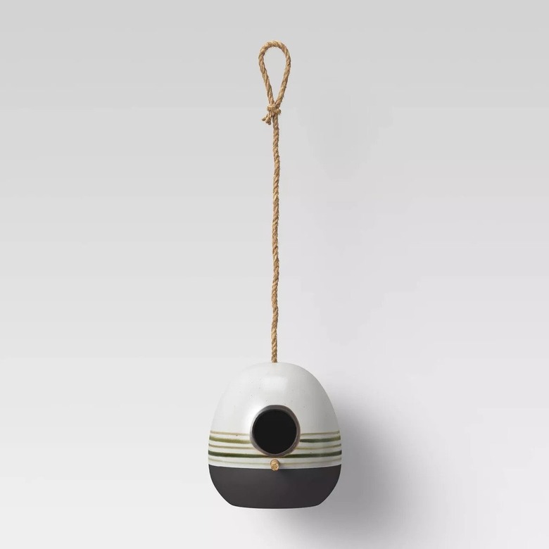 striped ceramic modern birdhouse