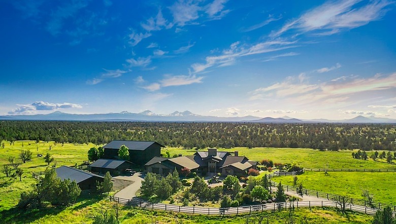 ranch with mountains in distance