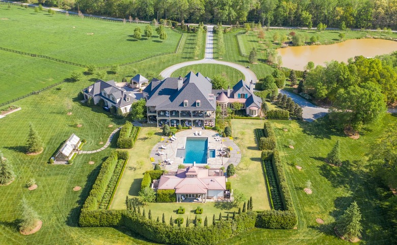 aerial view of plantation-style home