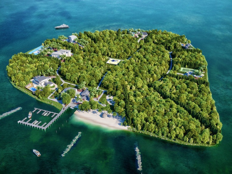 aerial view of private island