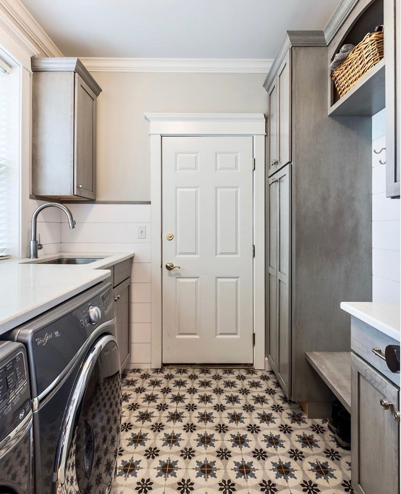 mudroom storage combined with laundry room