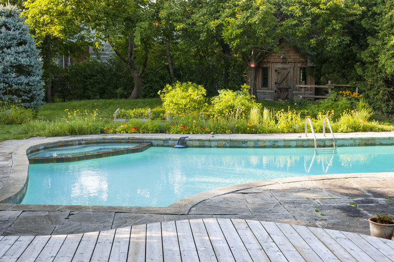 Swimming pool in backyard