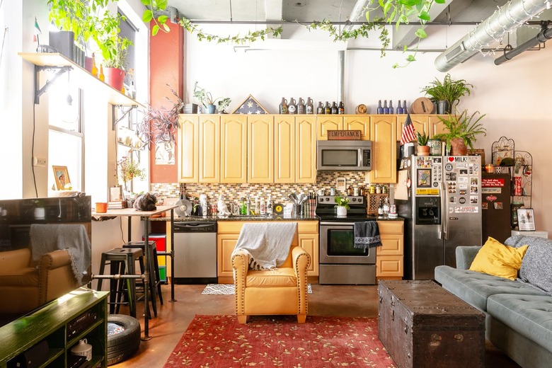 bright kitchen with yellow cabinets