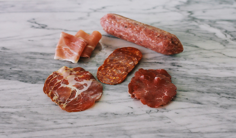 Various cured meats and sausages