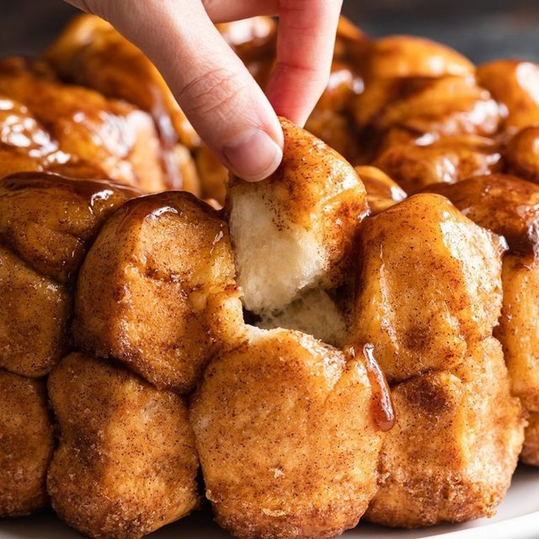 monkey bread being pulled apart