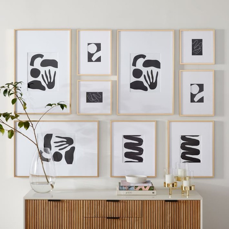 gallery wall set of black blobs