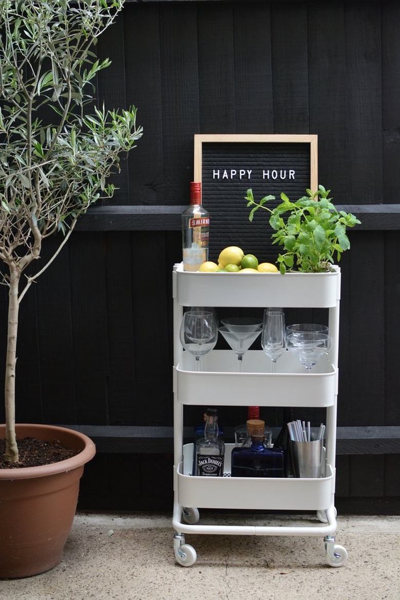 outdoor party idea with drink station with created with IKEA cart