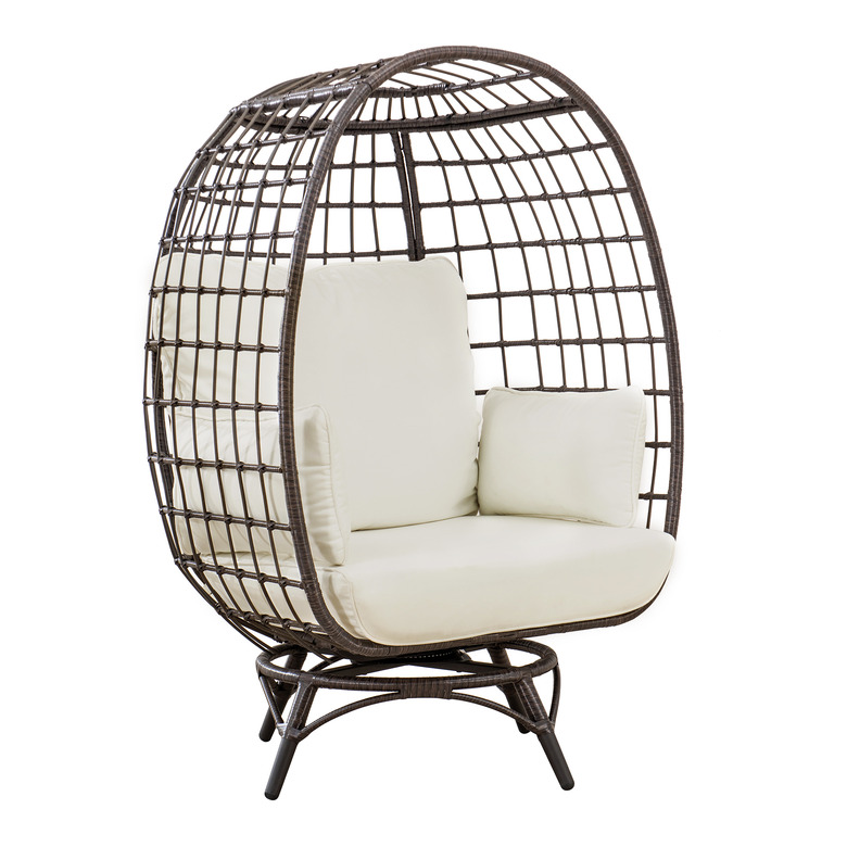 Swivel rattan egg chair