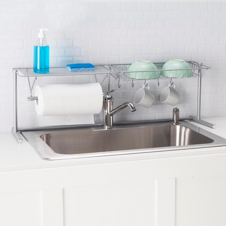 over the sink drying rack with paper towel holder