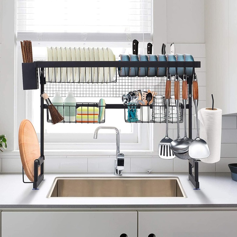 over the sink dish drying rack